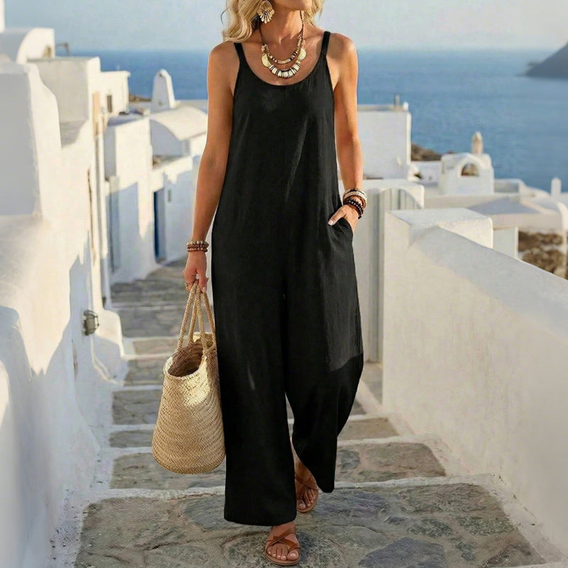 Cardydony Women's Casual Solid-color Wide-leg Jumpsuit
