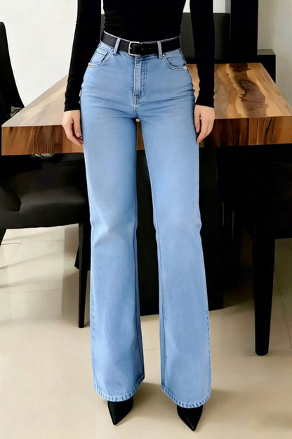 Cardydony Women's  Stylish High-waisted Pockets Casual Women's Jeans