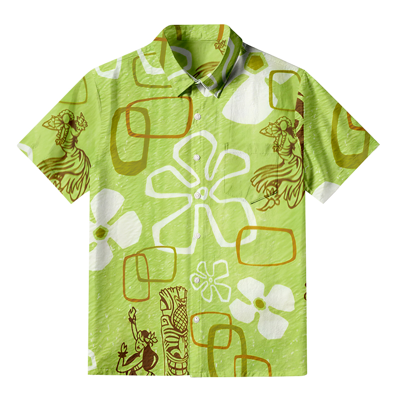 Cardydony Hula Girl Green Button-up Shirt