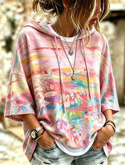 Cardydony Women's Floral Print Hooded Sweatshirt