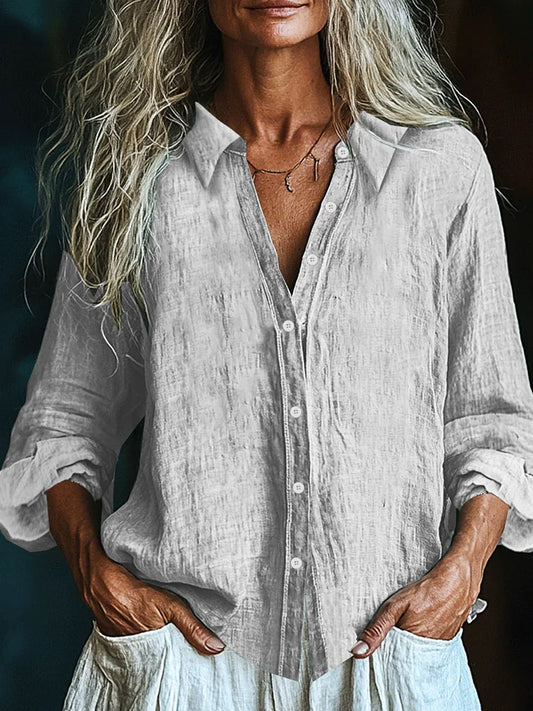 Cardydony Vintage Elegant Art Linen Ruffle Shirt