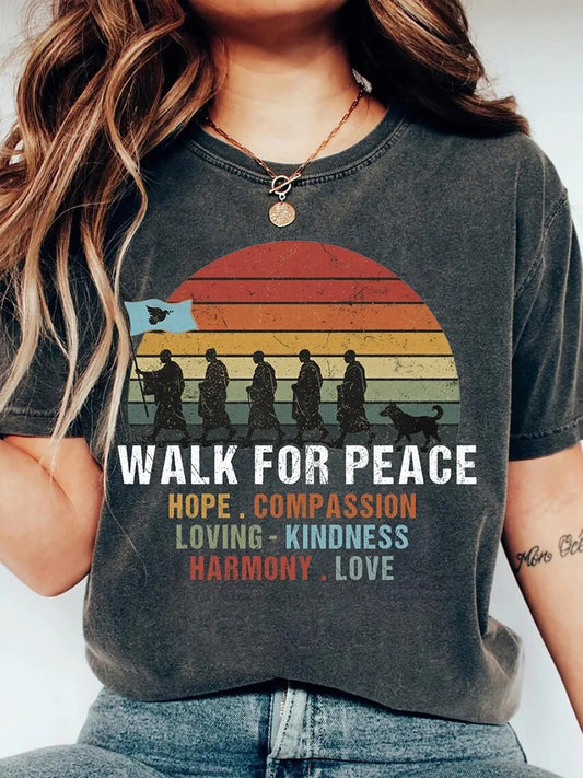 Cardydony Buddhist Monks Walk For Peace Art Washed T-shirt