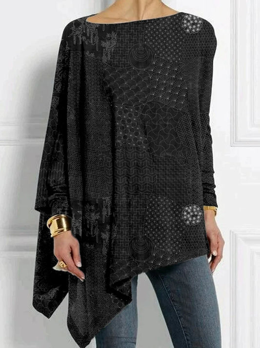 Cardydony Japanese Traditional Sashiko Art Bat Sleeve T Shirt