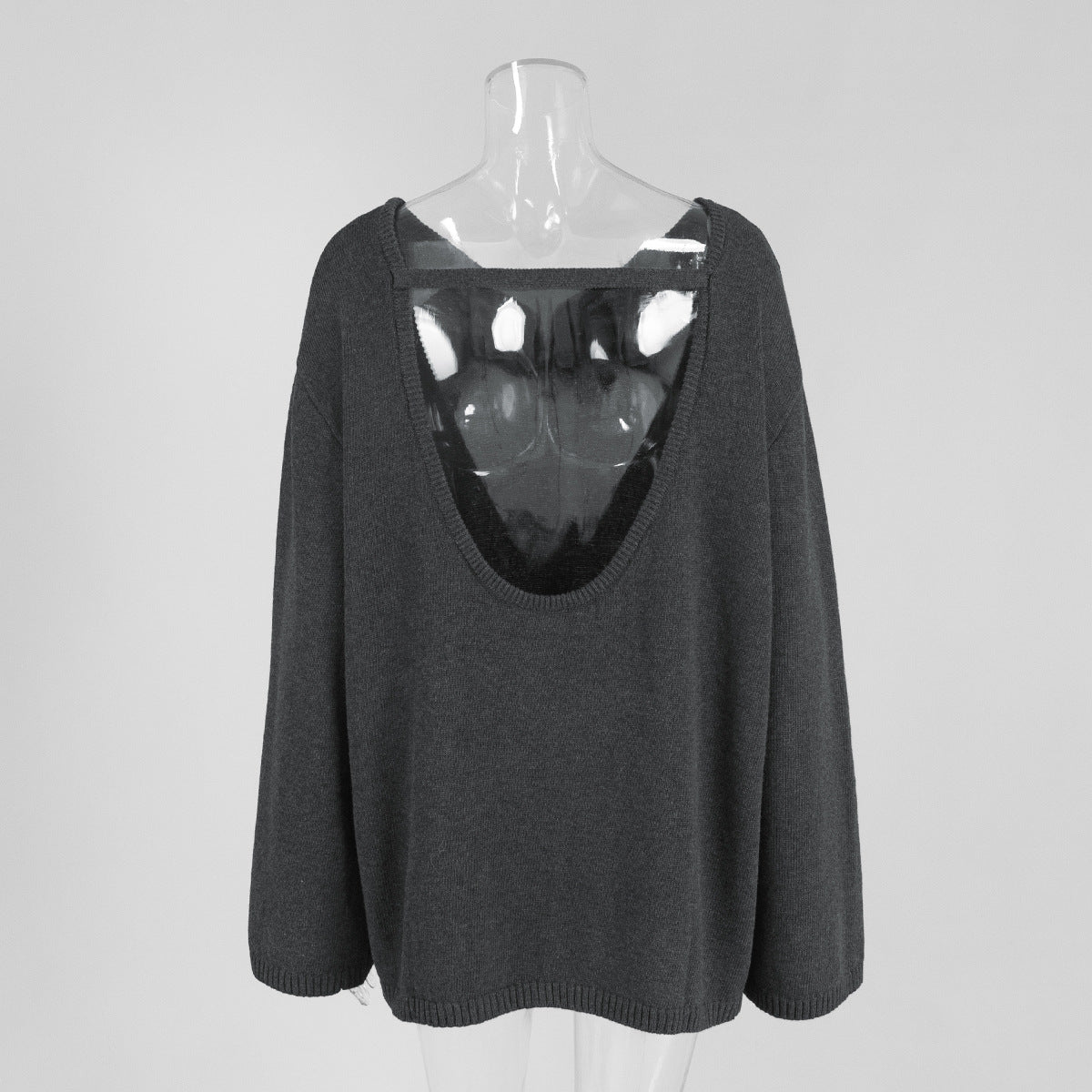 Cardydony Women's Women's Knit Sweater -  Backless Open Back Long Sleeve Top