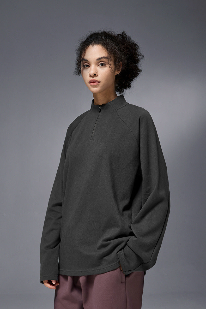 Cardydony Women's Women's Half Zip Long Sleeve T Shirt Cotton Blend - Relaxed Fit Casual Top