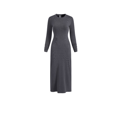 Cardydony Women's Women's Long Sleeve Bodycon Maxi — Ribbed Knit, Back-Slit