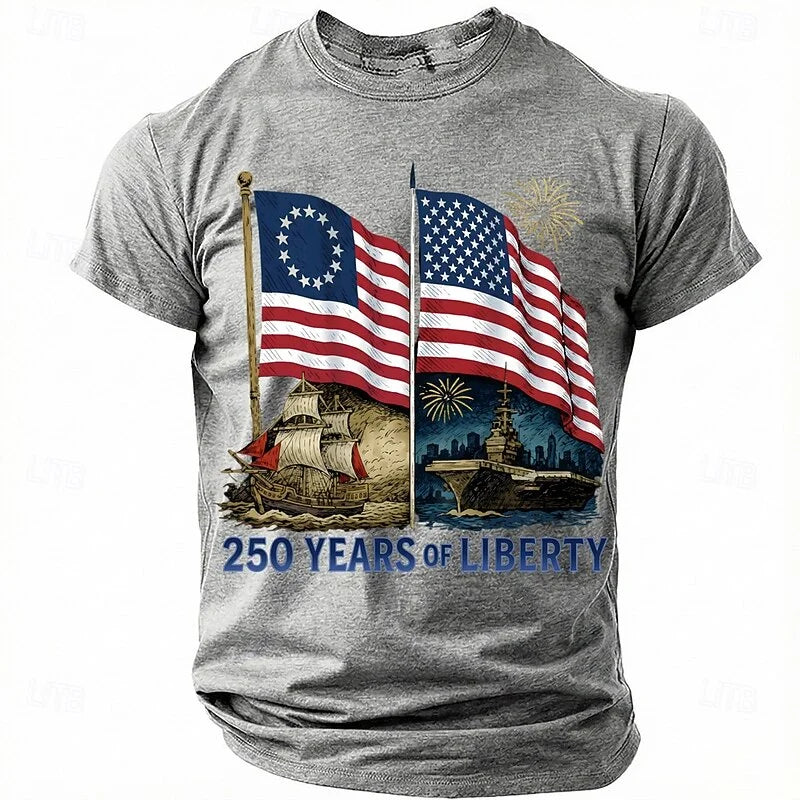 Cardydony Men's 250 Years Of Liberty Graphic T Shirt