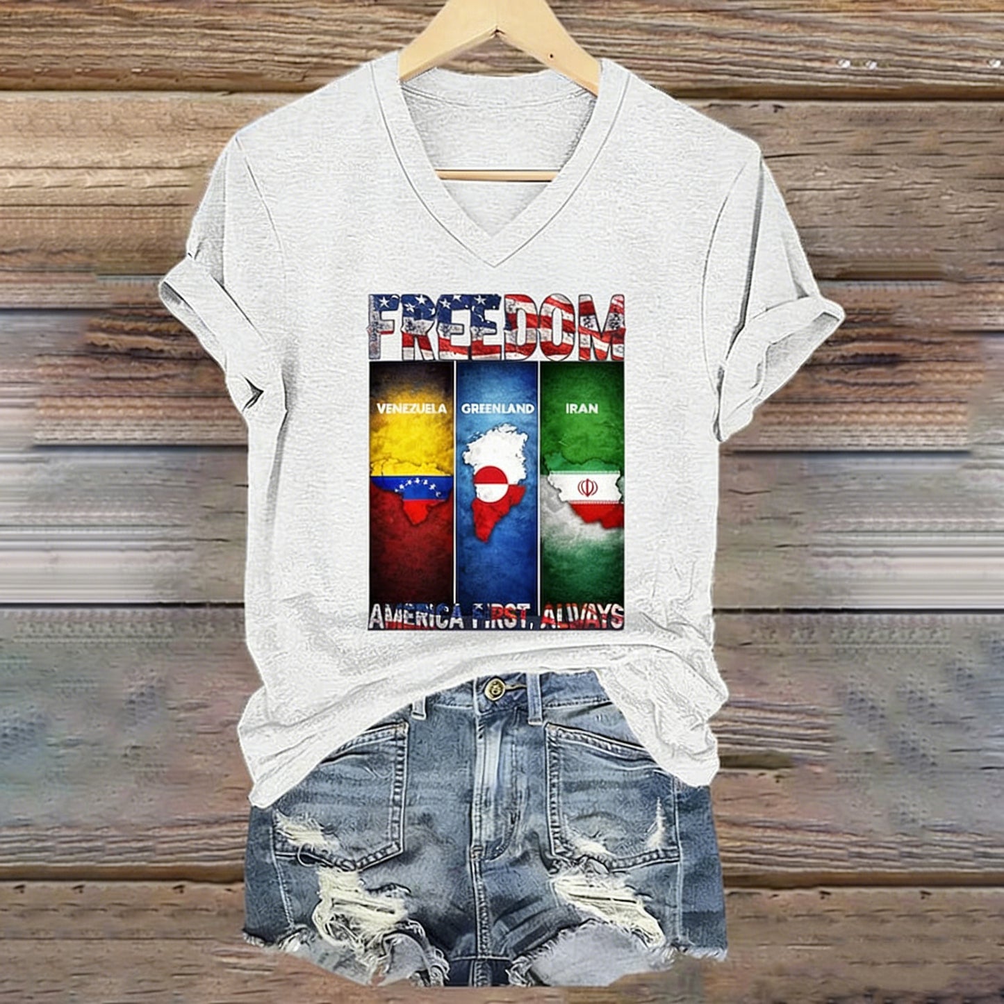 Cardydony Free Multi-color Embroidered Pattern Short-sleeved T-shirt