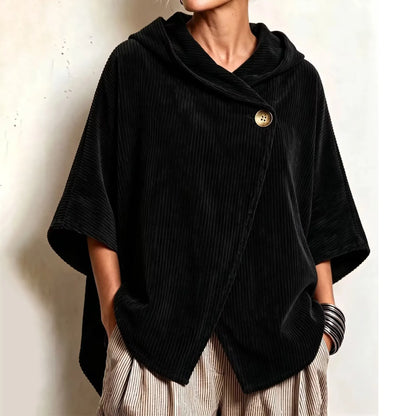 Cardydony Women's Fall Winter Cozy Asymmetric Corduroy Top