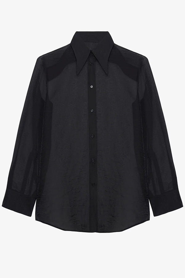 Cardydony Women's Retro Sheer Loose Long-sleeved Casual Shirt
