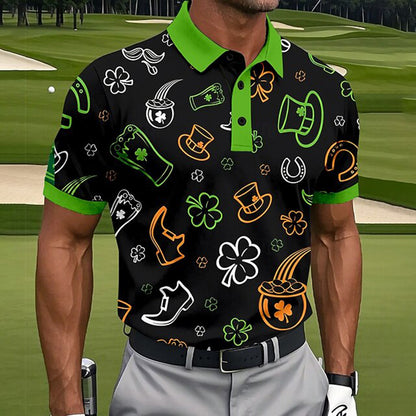 Cardydony Men's Shamrock St Patrick's Day Golf Sports Polo Shirts
