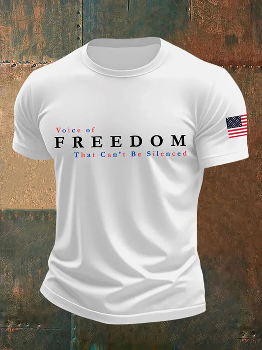Cardydony Men's Voice Of Freedom Printed Casual T-shirt