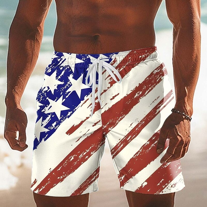 Cardydony Men's Retro American Us Flag 250th Anniversary Print Shorts