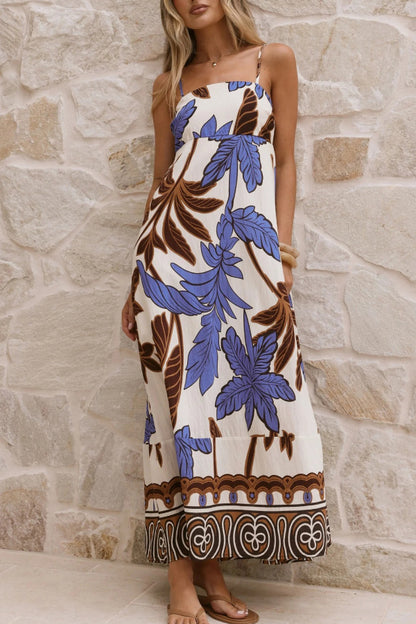 Cardydony Women's Floral Print Sleeveless Camisole Casual Vacation Maxi Dress