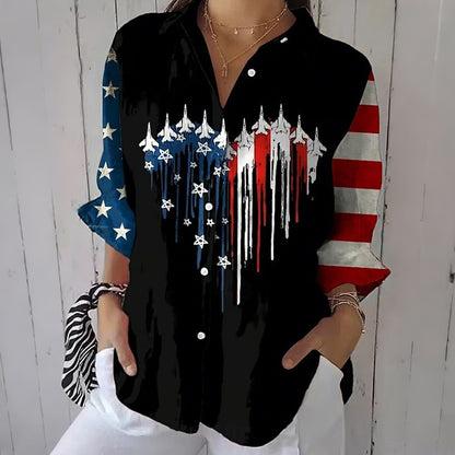 Cardydony Women's Retro Us America 250 Year Anniversary Long Sleeve Shirt