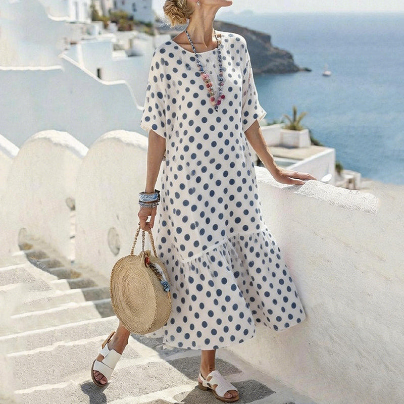 Cardydony Women's Polka Dot Pattern Casual Midi Dress