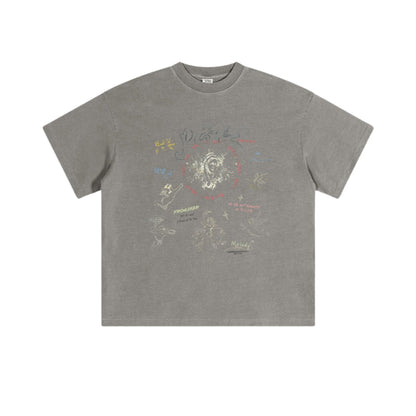Cardydony Women's Doodle Sketch Graphic Tee – Oversized Streetwear for Women