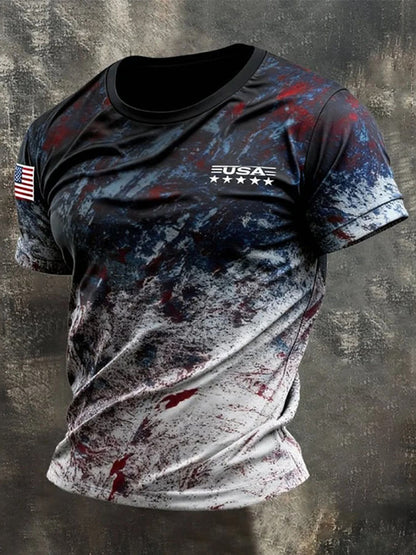 Cardydony Men's Retro Flag Color Short-sleeve T-shirt