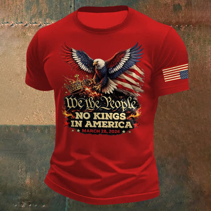 Cardydony Men's Retro We The People No Kings In America March 28 2026 Print T-shirt