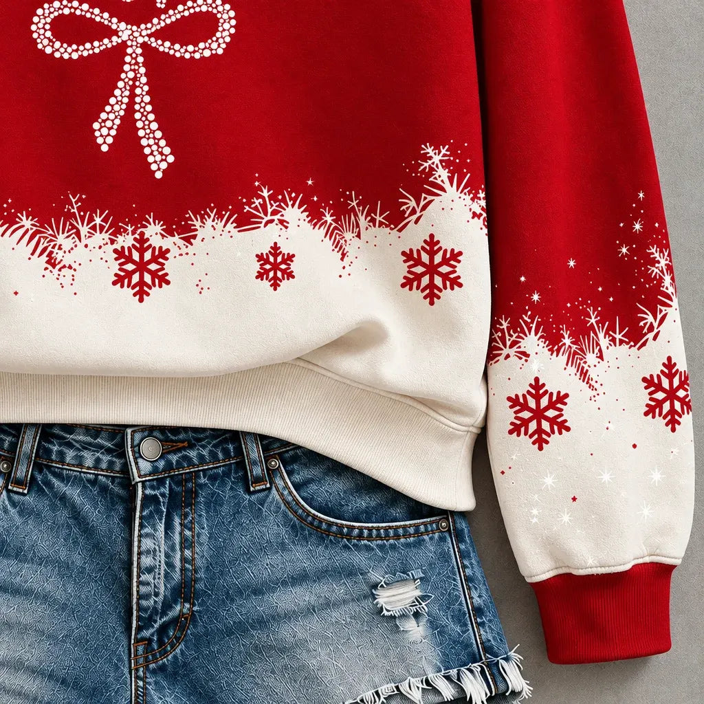 Cardydony Women's Faith Inspired Merry Christmas Cross Graphic Relaxed Fit Snowflake Hooded Hoodie