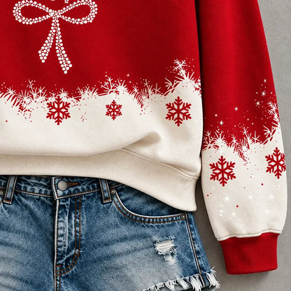 Cardydony Women's Faith Inspired Merry Christmas Cross Graphic Relaxed Fit Snowflake Hooded Hoodie