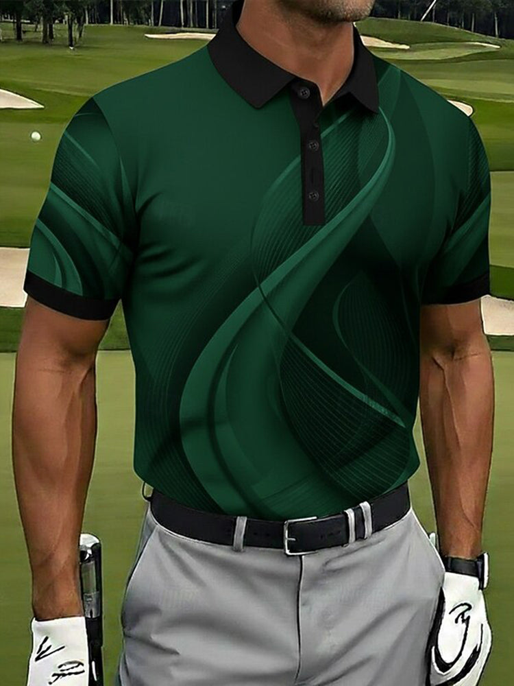 Cardydony Men's Geometic Golf Sports Polo Shirt