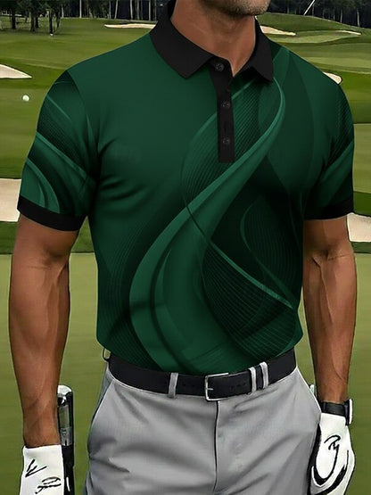 Cardydony Men's Geometic Golf Sports Polo Shirt
