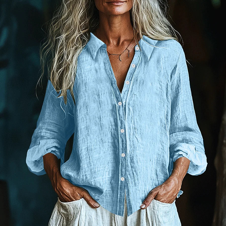 Cardydony Vintage Elegant Art Linen Ruffle Shirt