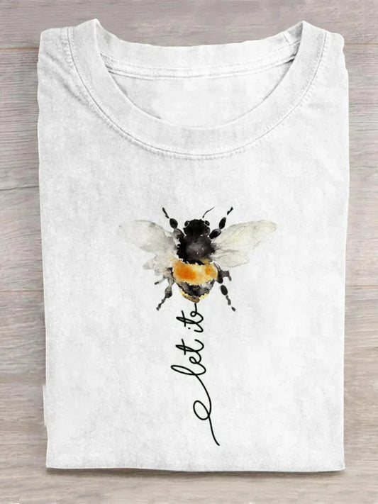Cardydony Let It Bee Art Print Casual Cotton T-shirt