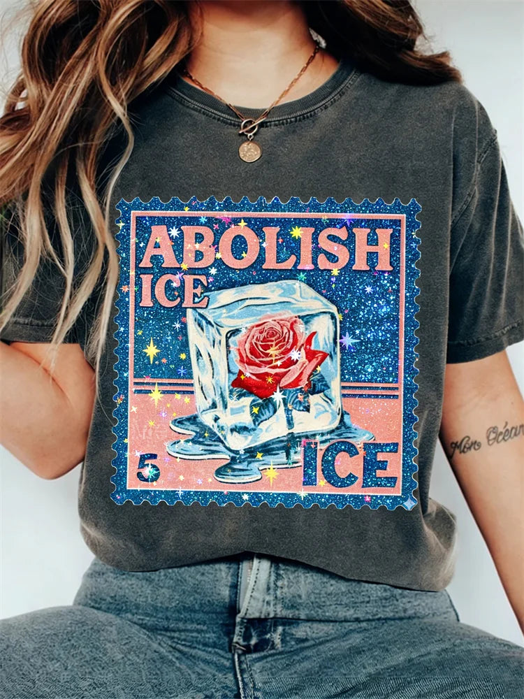 Cardydony Abolish Ice Melt Ice Rose Glitter Graphic Vintage T Shirt
