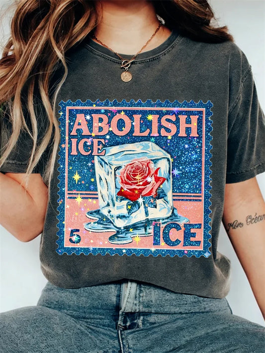 Cardydony Abolish Ice Melt Ice Rose Glitter Graphic Vintage T Shirt