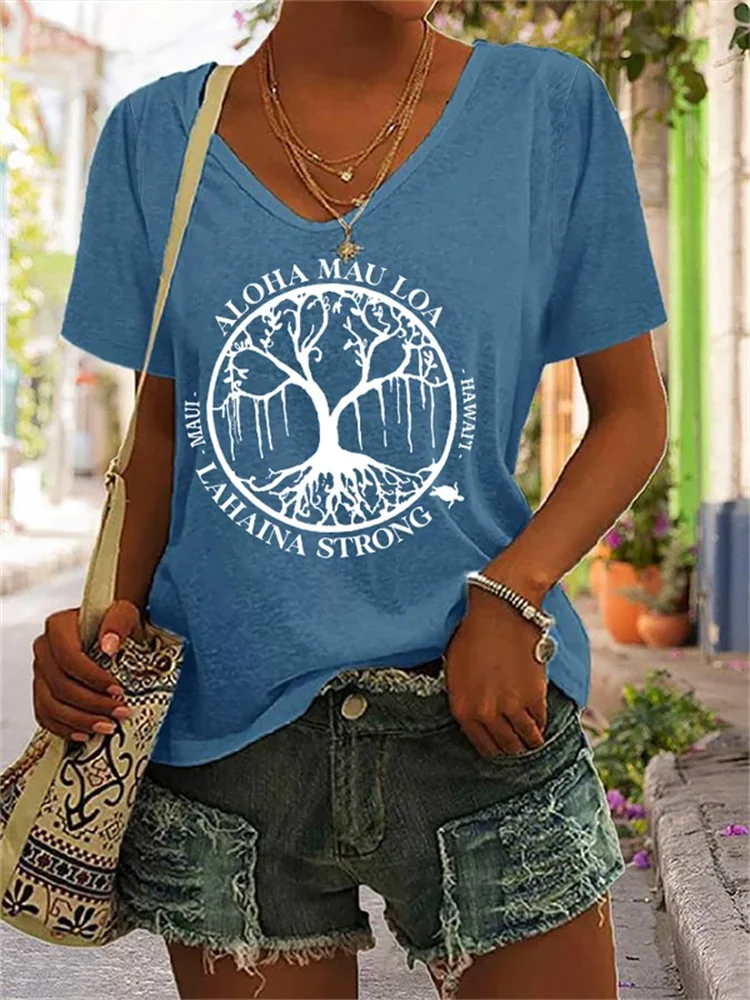 Cardydony Women's Lahaina Strong Support MAUI V-Neck Tee