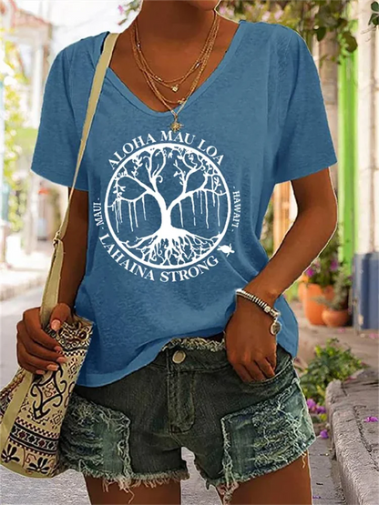 Cardydony Women's Lahaina Strong Support MAUI V-Neck Tee