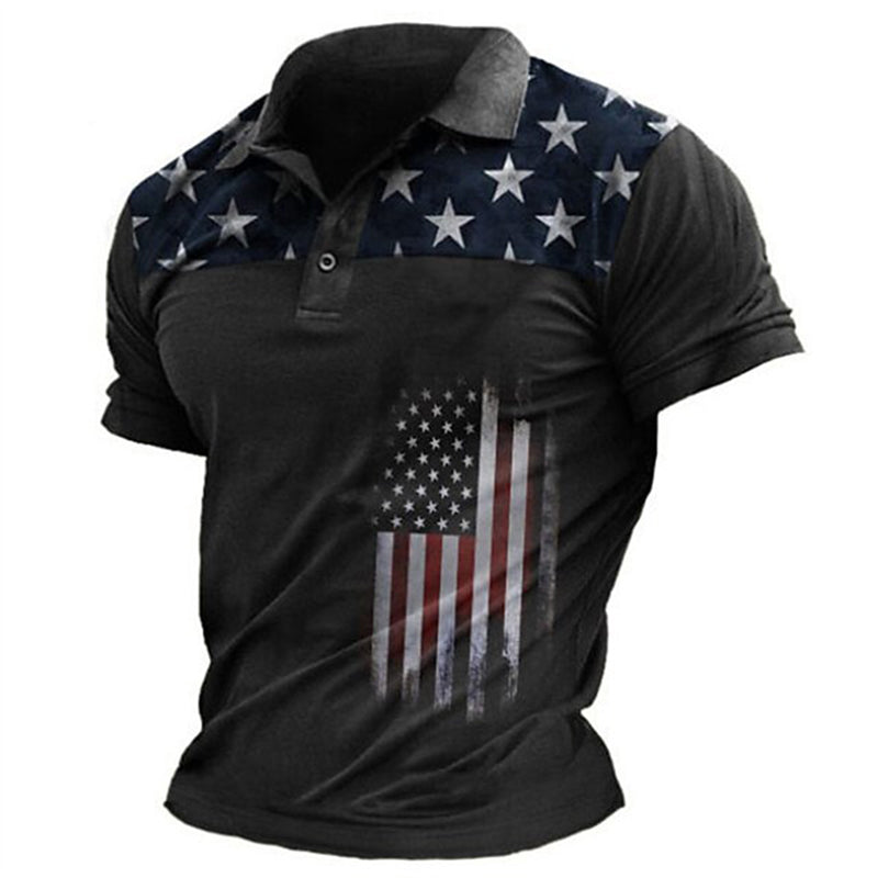 Cardydony Men's America's 250th Anniversary Print Polo Shirt