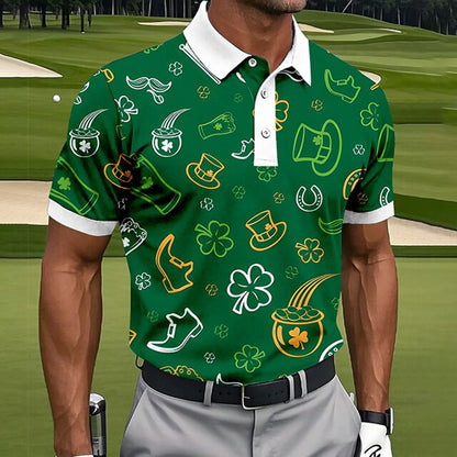 Cardydony Men's Shamrock St Patrick's Day Golf Sports Polo Shirts