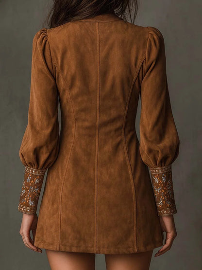 Cardydony Retro V-neck Embroidered Dress