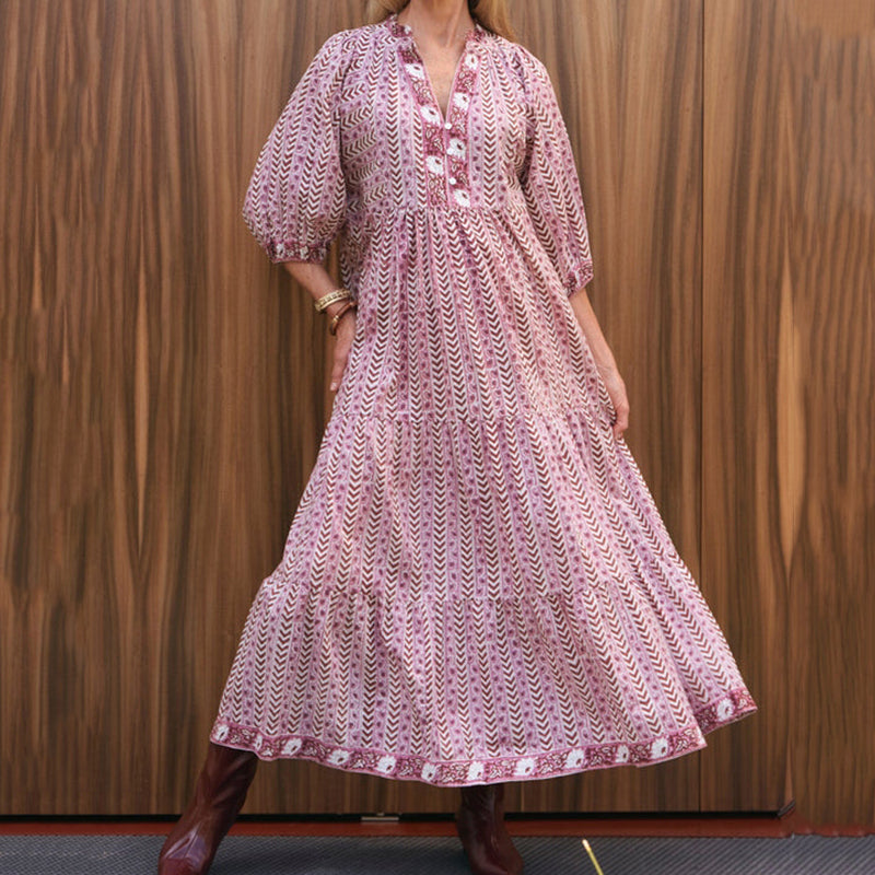 Cardydony Vintage Saffron Ruffle Midi Dress