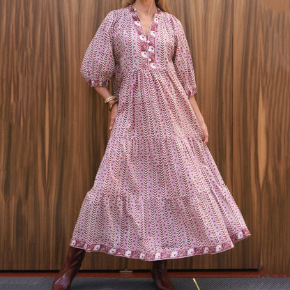 Cardydony Vintage Saffron Ruffle Midi Dress