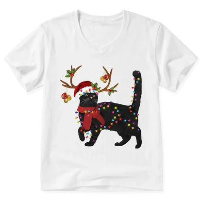 Cardydony Christmas Black Cat V-neck Classic T-shirt