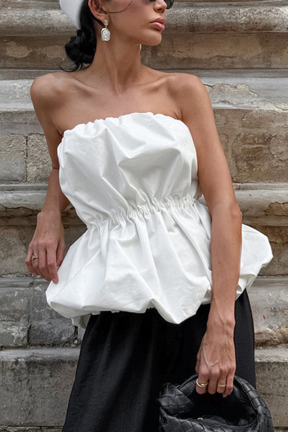 Cardydony Women's Solid Color Sleeveless Off-shoulder Elastic Waist Strapless Top