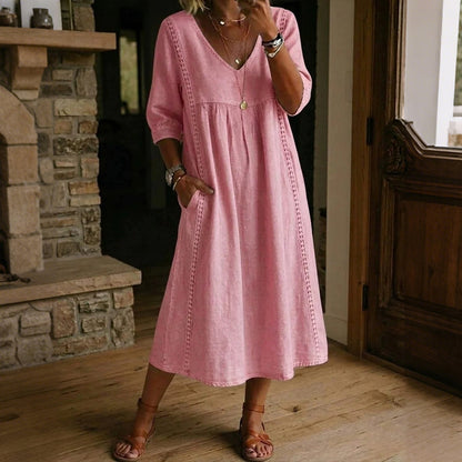 Cardydony Women's Solid Color Linen Blend Maxi Dress