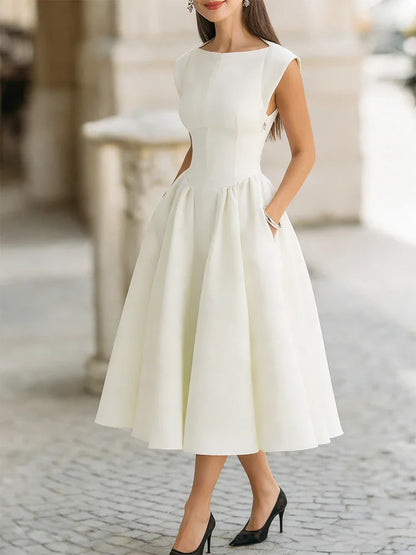 Cardydony Classy Wide Skirted Backless Maxi Dress