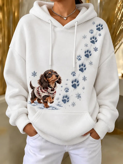 Cardydony Women's Christmas Dog Print Long Sleeve Print Hoodie