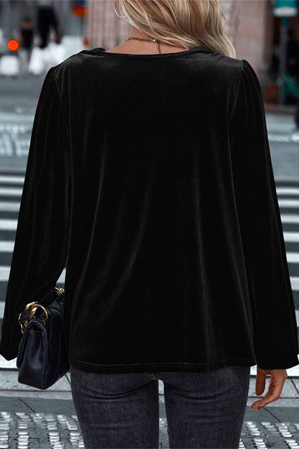 Cardydony Women's Fashionable Velvet Long-sleeved Loose Casual Top