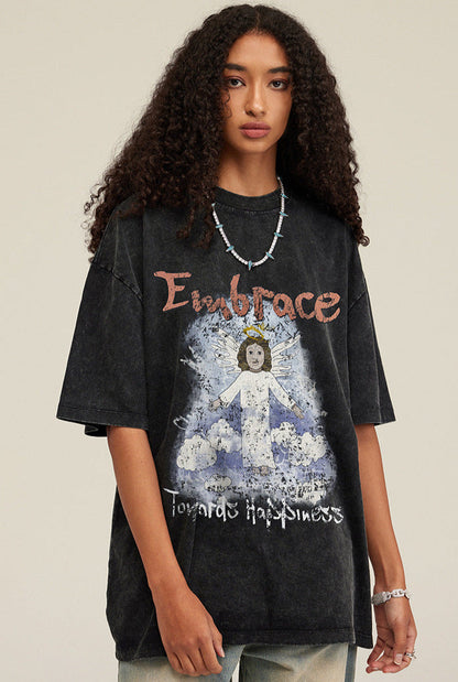 Cardydony Women's Embrace Angel Graphic Tee – Oversized Streetwear for Women