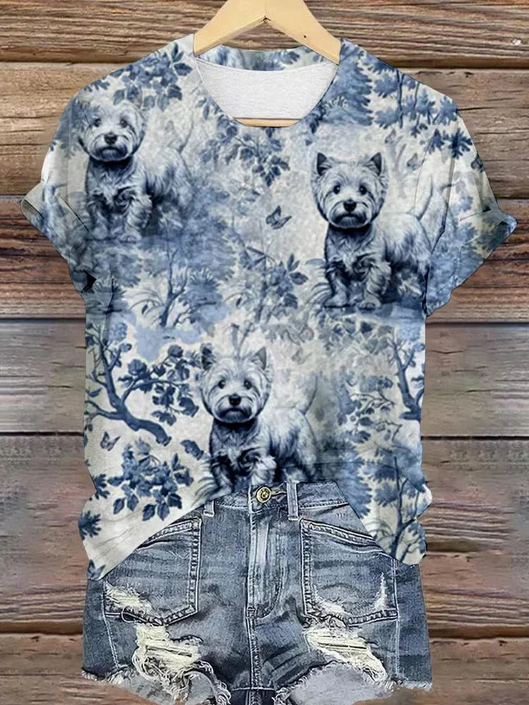Cardydony Women's Animals Dog Printed T-shirts