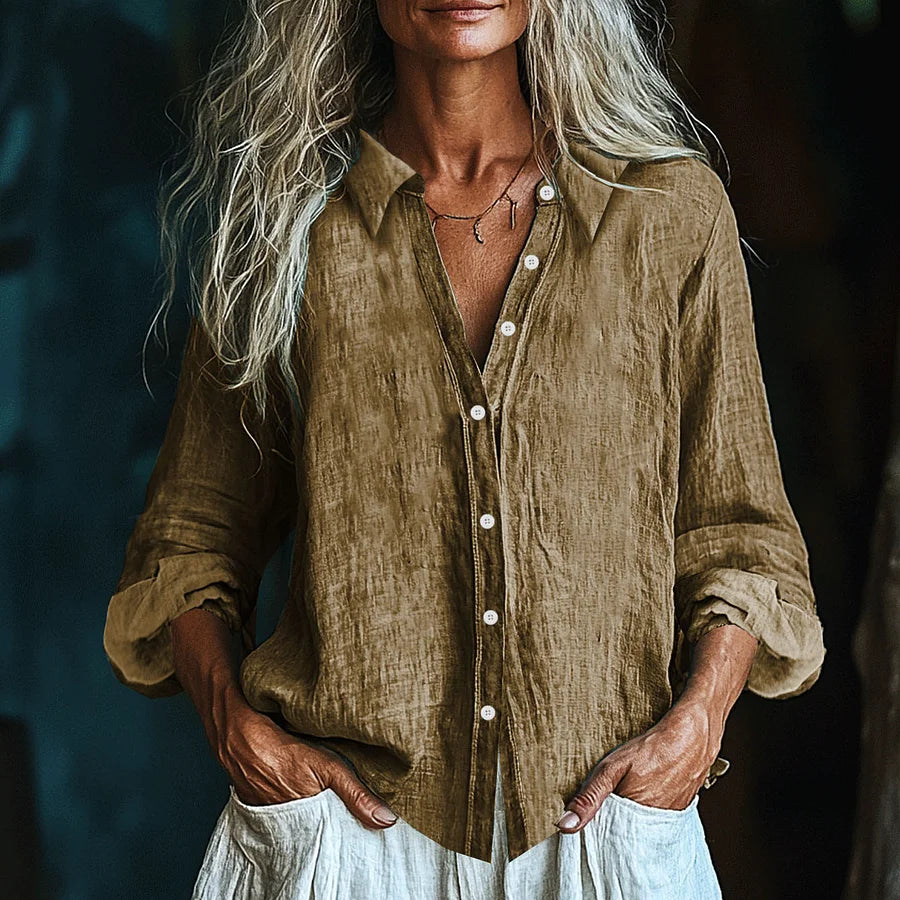 Cardydony Vintage Elegant Art Linen Ruffle Shirt