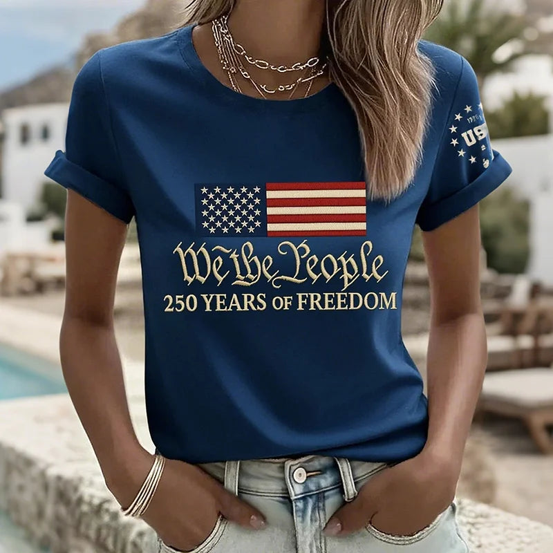 Cardydony Women's American 250th Anniversary Print T-shirt