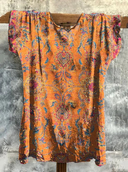 Cardydony Vintage Retro Bohemian Style Ethnic Totem Pattern Art Graphic Art Cotton T-shirt