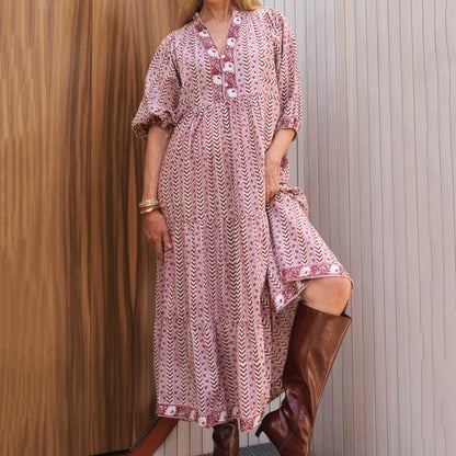 Cardydony Vintage Saffron Ruffle Midi Dress